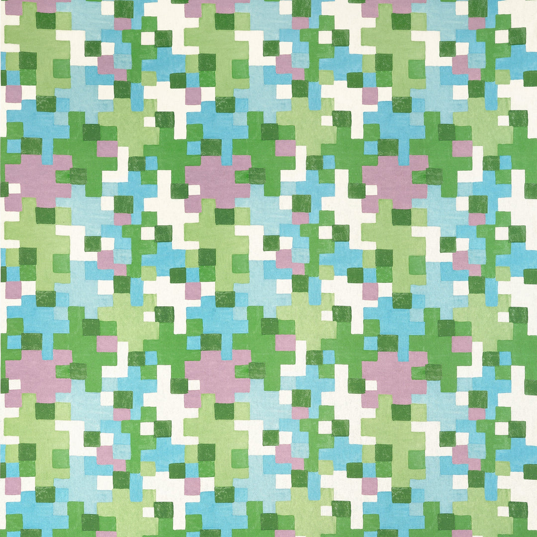 Thibaut Fabric PIXEL - Lavender and Green