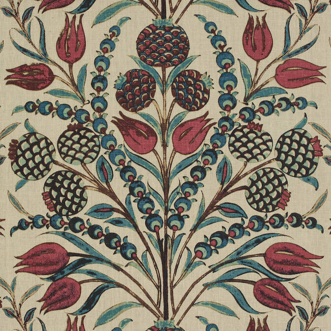 Corneila Red and Teal F972601 by Thibaut Fabric Thibaut Fabric Corneila Red and Teal F972601Fabric Chestnut Hill Fabric 100% Linen INDIA </p><p>Repeat: V: 24 54 - Fabric Carolina -