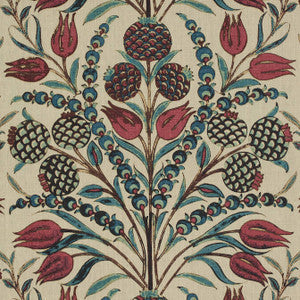 Thibaut Fabric Corneila Red and Teal F972601