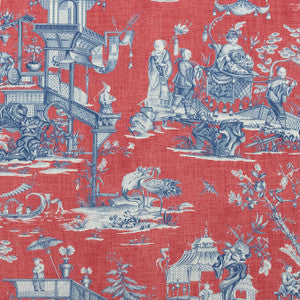 Thibaut Fabric Cheng Toile Red and Blue F975466