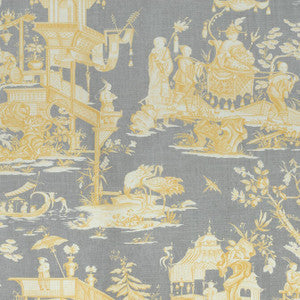Thibaut Fabric Cheng Toile Yellow and Grey F975470