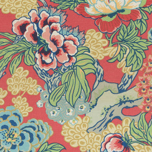 Thibaut Fabric Honshu Coral and Green F975490
