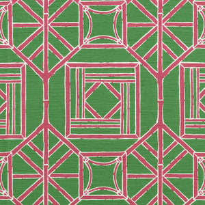Thibaut Fabric Shoji Panel Green and Pink F975517