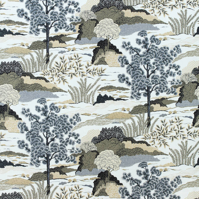 Daintree Grey F985041 by Thibaut Fabric Thibaut Fabric Daintree Grey F985041Fabric Greenwood Fabric Book 55% Linen, 45% Cotton UNITED KINGDOM </p><p>Repeat: V: 35 54 - Fabric Carolina -