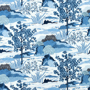 Thibaut Fabric Daintree Blue on White F985044