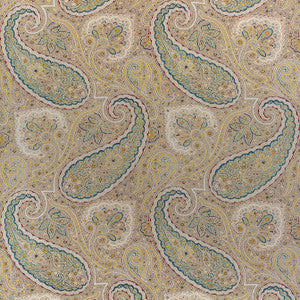 Thibaut Fabric Sherrill Paisley Teal and Beige F985076