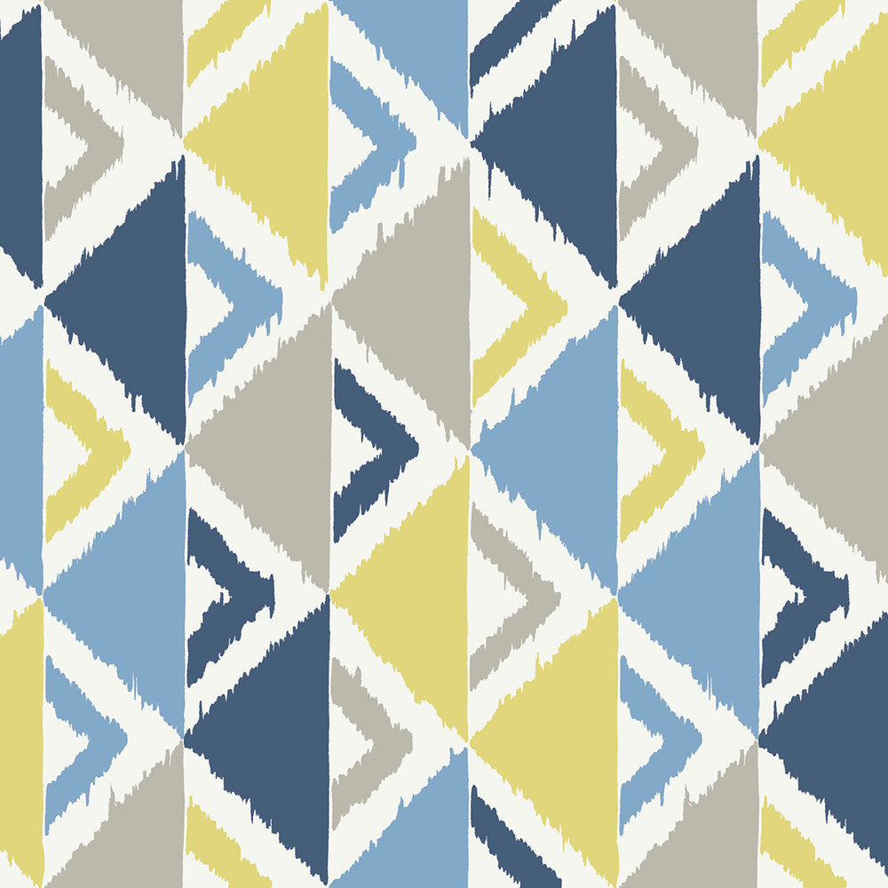Dino Peak Blue, Gray, and Gold FA40202 by Seabrook Designs Designer Wallpaper