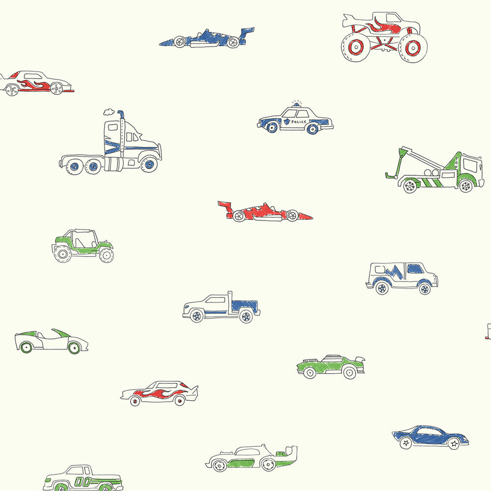 Traffic Jam Multicolored FA40301 by Seabrook Designs Designer Wallpaper