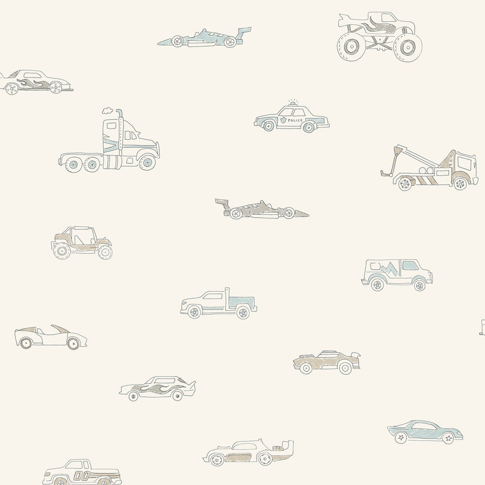 Traffic Jam Blue and Gray FA40308 by Seabrook Designs Designer Wallpaper