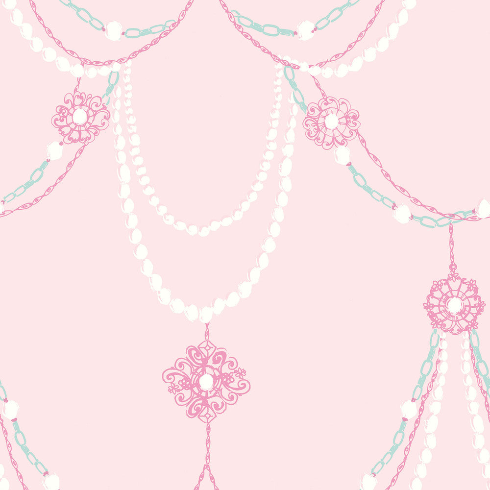 Dressed Up Drape Blush and Teal FA40701 by Seabrook Designs Designer Wallpaper