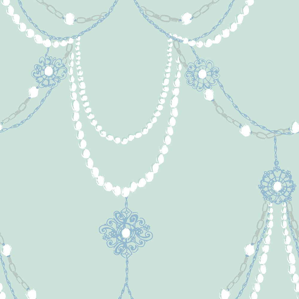 Dressed Up Drape Teal and Periwinkle FA40704 by Seabrook Designs Designer Wallpaper