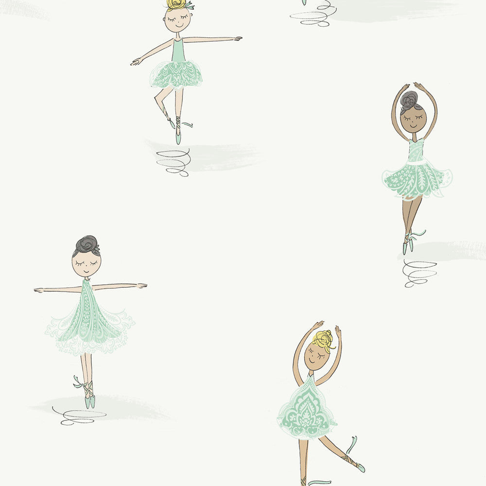 Tiny Dancers Teal and White FA40804 by Seabrook Designs Designer Wallpaper
