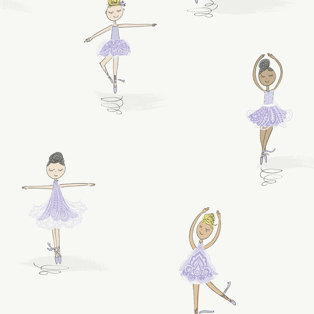 Tiny Dancers Lilac and White FA40809 by Seabrook Designs Designer Wallpaper