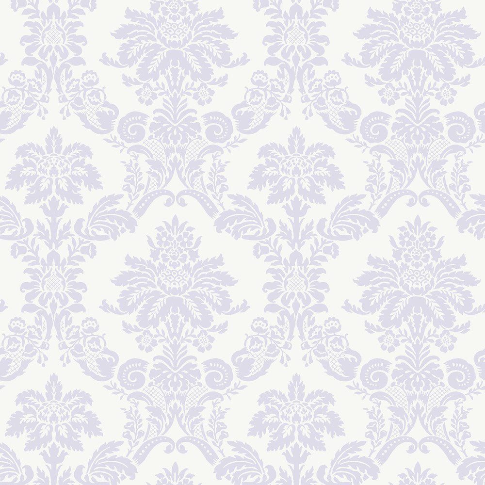 Glitter Damask Lilac and White FA40909 by Seabrook Designs Designer Wallpaper