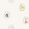 Seabrook Designs Wallpaper Furry Friends Gold, Pink, and Brown FA41105