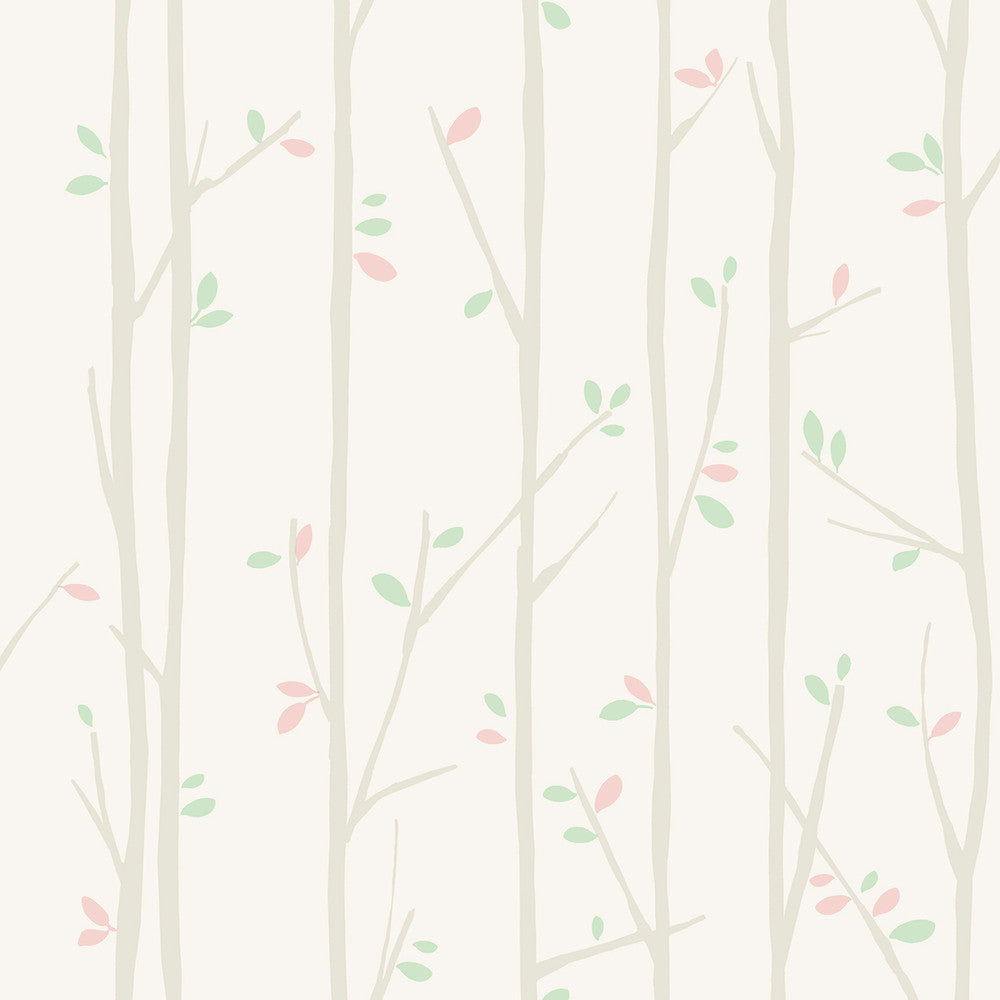 Tree Top Gray, Mint, and Bubblegum FA41205 by Seabrook Designs Designer Wallpaper