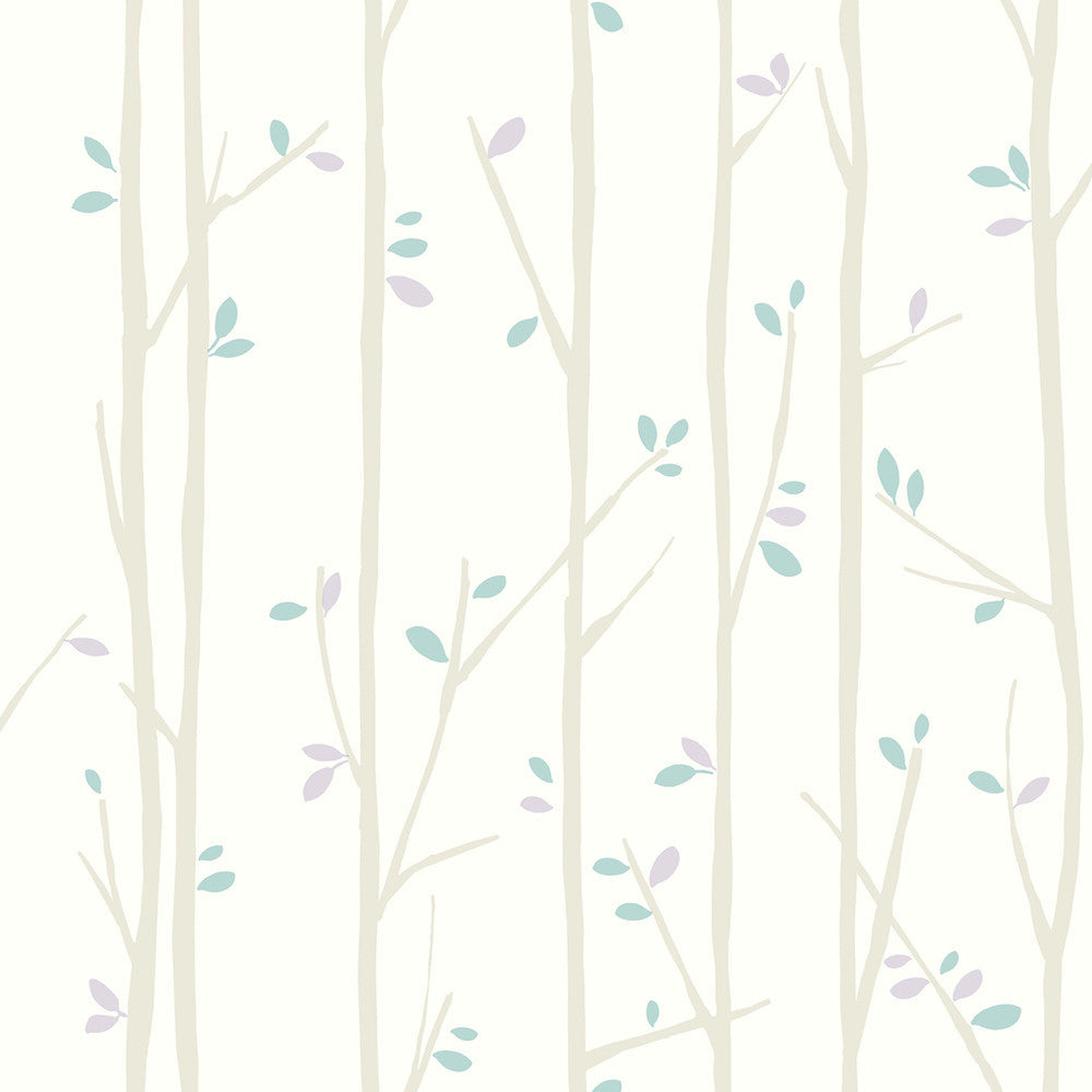 Tree Top Gray, Lilac, and Sky Blue FA41209 by Seabrook Designs Designer Wallpaper