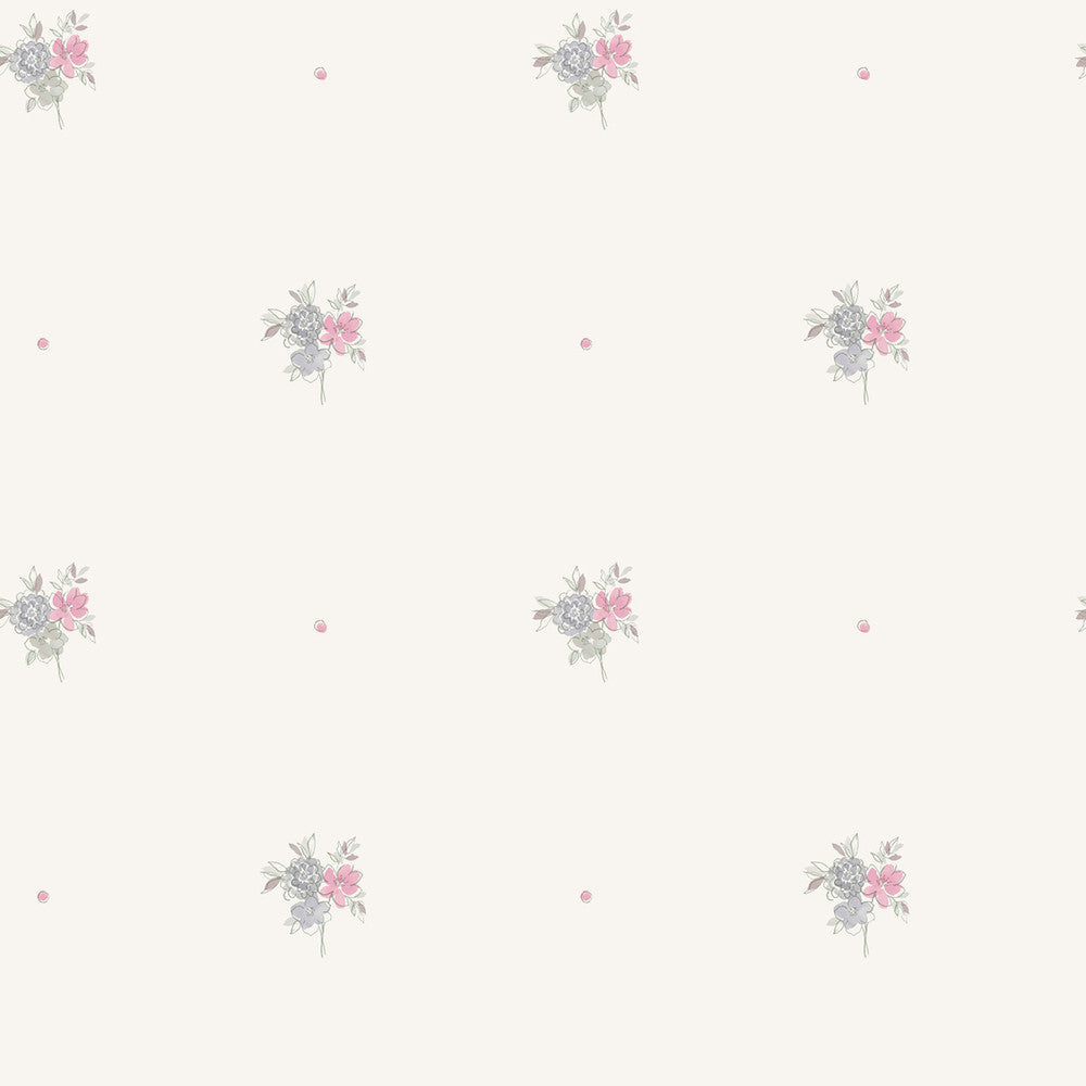 Little Posy Gray and Bubblegum FA41508 by Seabrook Designs Designer Wallpaper