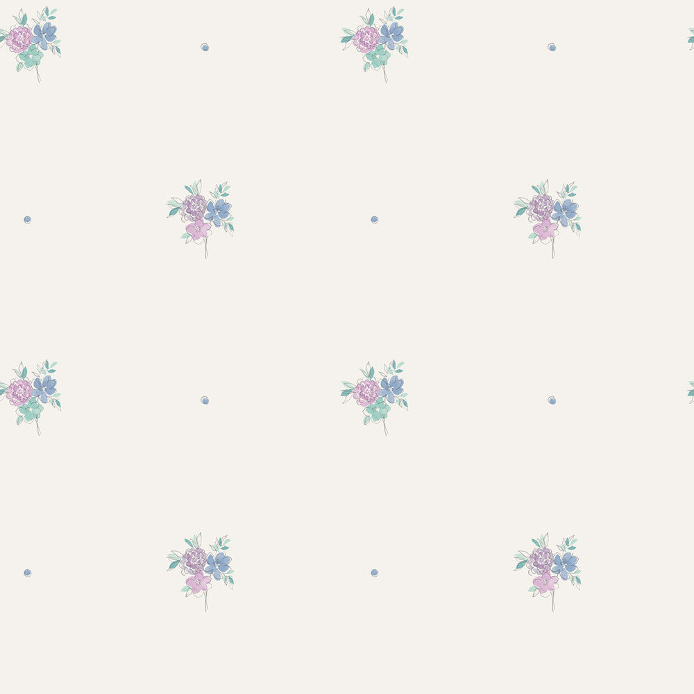 Little Posy Periwinkle and Lilac FA41509 by Seabrook Designs Designer Wallpaper