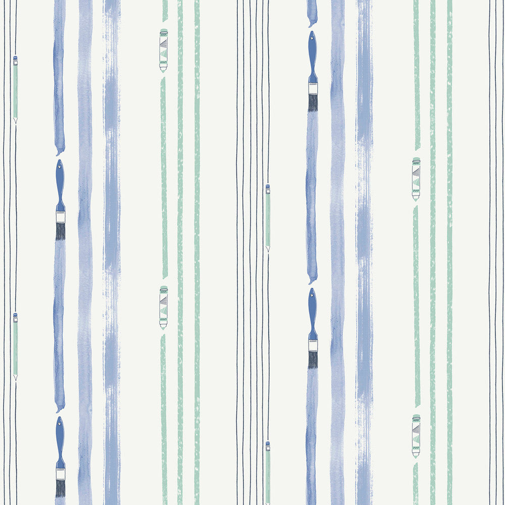 Outside the Lines Periwinkle and Teal FA42404 by Seabrook Designs Designer Wallpaper
