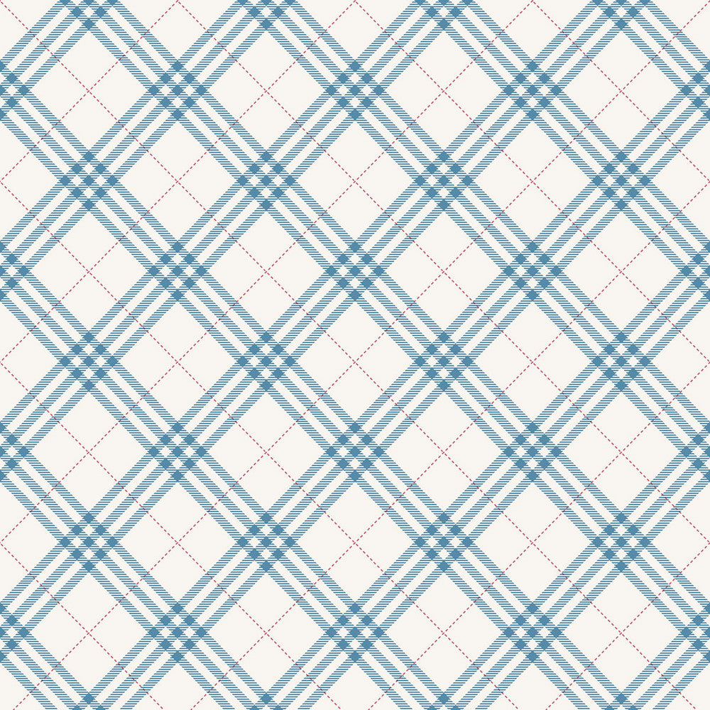 Diagonal Plaid Cerulean and Crimson FA42502 by Seabrook Designs Designer Wallpaper