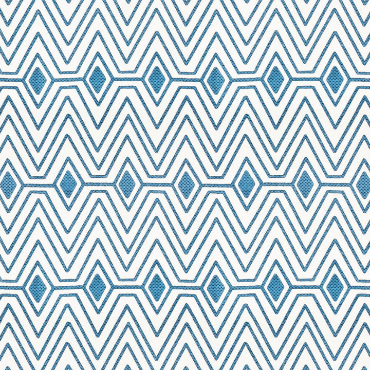 Facia 1 Denim by Stout Designer Fabric Rainbow Library Lake/Indigo 100% Cotton Rayon Embroidery INDIA Horizontal: 3.875 and Vertical: 14.875 51 in - Swanky Fabrics -
