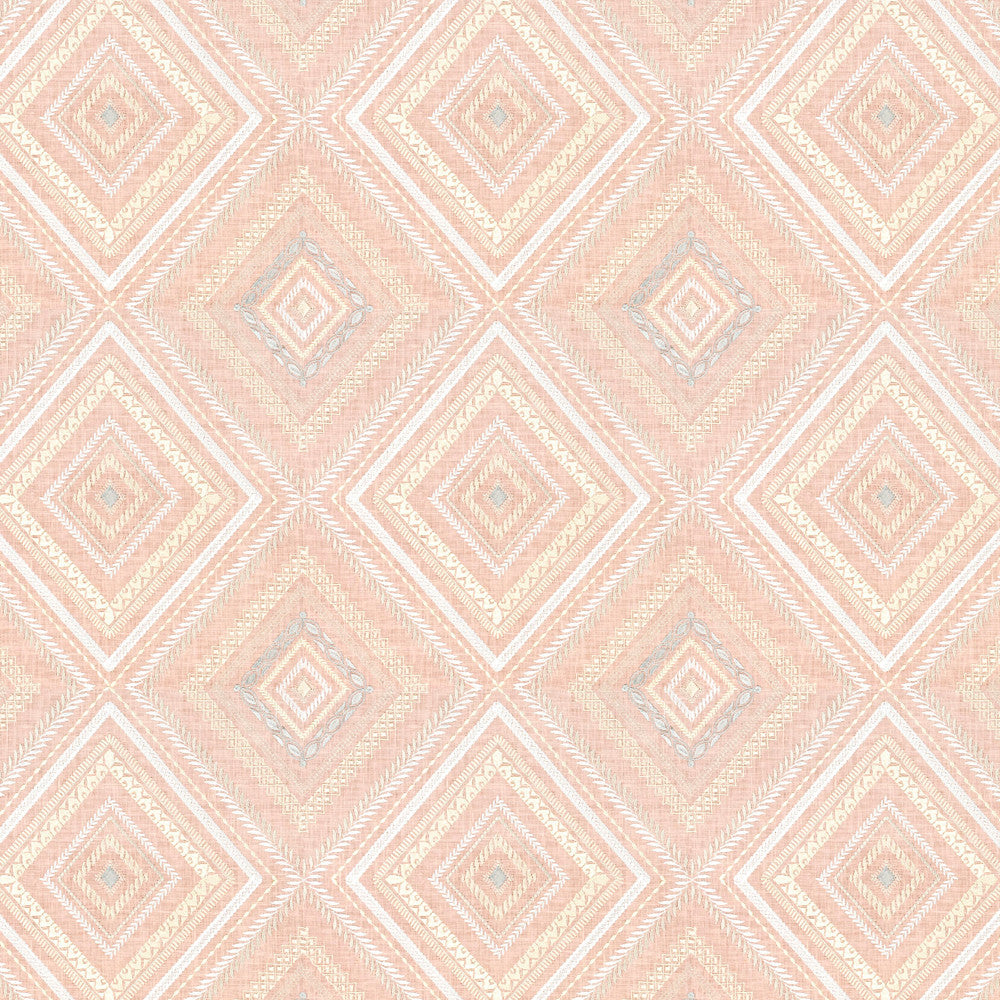 Farley 1 Tearose by Stout Designer Fabric RAINBOW LIBRARY TILE/SORBET 100%LIN %BEMB INDIA </p><p>Repeat: 12.625 51.5 in - Swanky Fabrics -