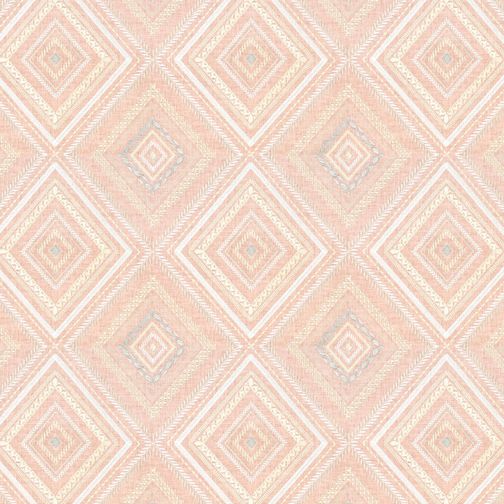 Farley 1 Tearose by Stout Designer Fabric RAINBOW LIBRARY TILE/SORBET 100%LIN %BEMB INDIA </p><p>Repeat: 12.625 51.5 in - Swanky Fabrics -