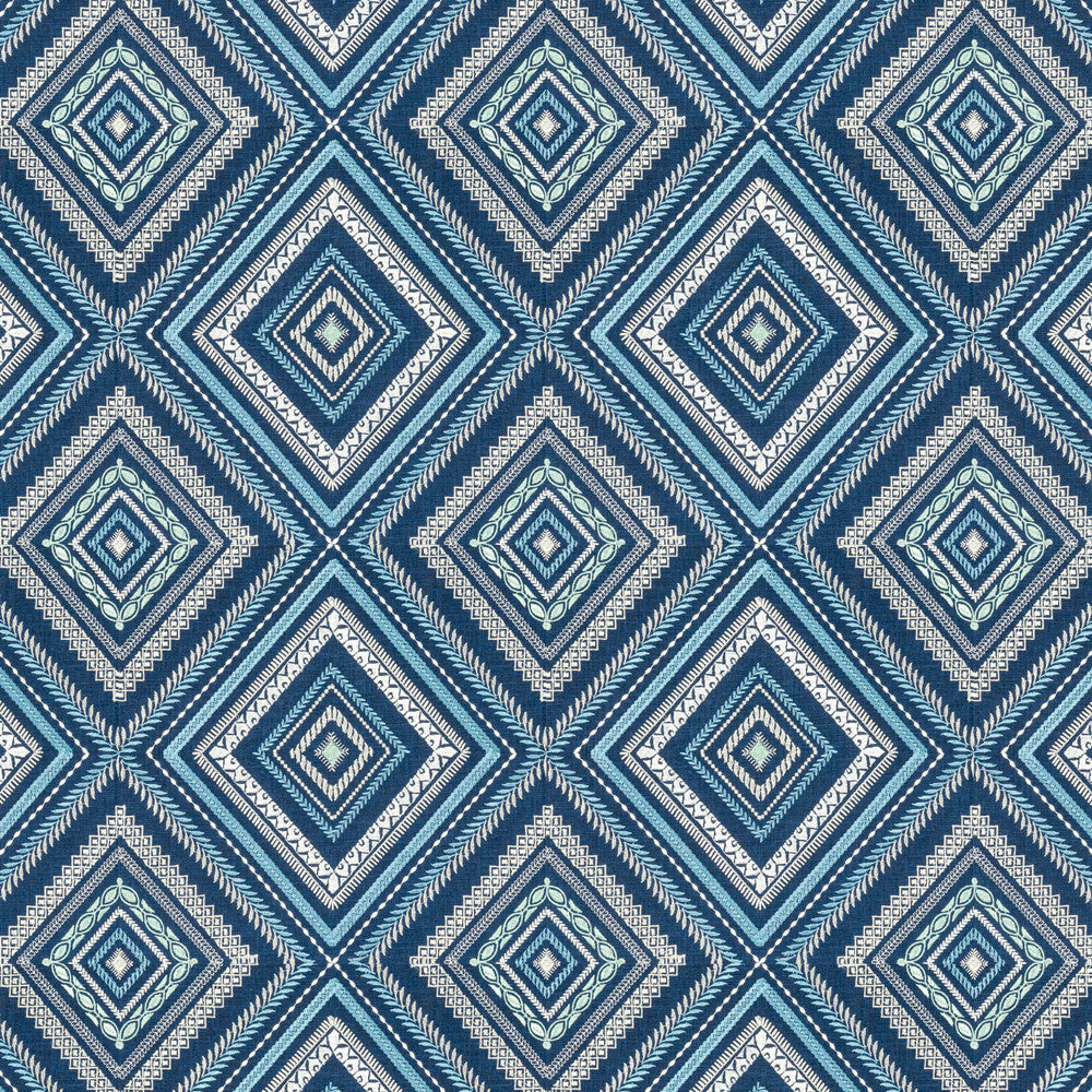 Farley 3 Harbor by Stout Designer Fabric RAINBOW LIBRARY INK/SAPPHIRE 100%LIN %BEMB INDIA </p><p>Repeat: 12.625 51.5 in - Swanky Fabrics -