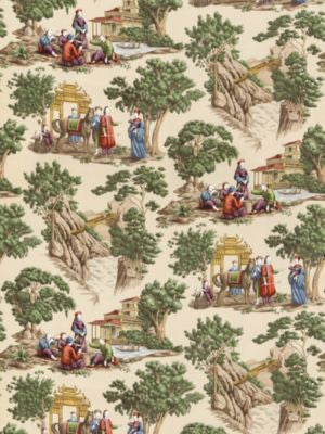 Mandarin Toile Document FBMA290002 by Old World Weavers Designer Fabric MANOR SUITE 100% COTTON FRANCE LIGHT DUTY Horizontal: 50" and Vertical: 26.5" 53 - Swanky Fabrics -