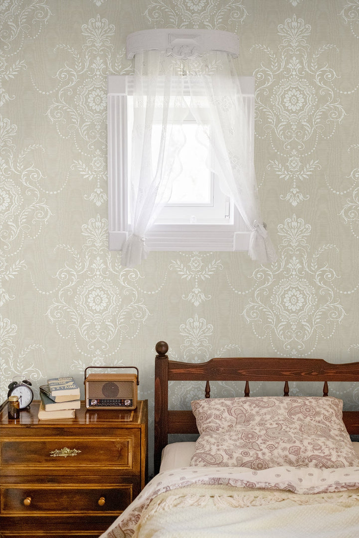 Colette Cameo Fog FC60300 by Seabrook Designs Designer Wallpaper