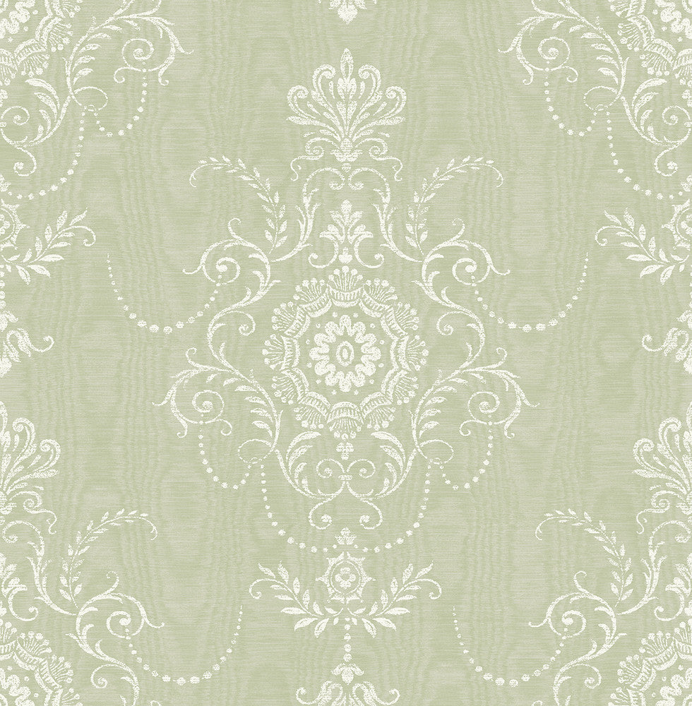 Colette Cameo Washed Green FC60304 by Seabrook Designs Designer Wallpaper