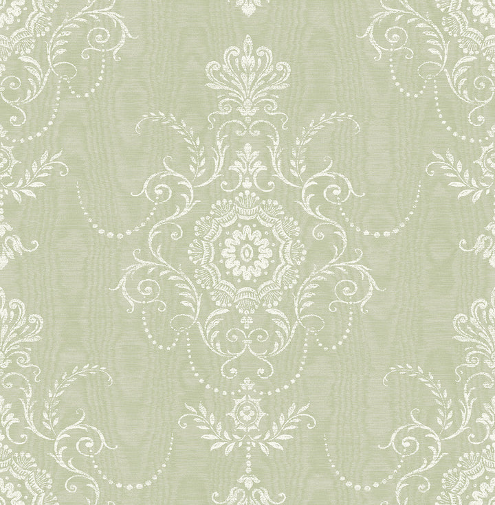 Colette Cameo Washed Green FC60304 by Seabrook Designs Designer Wallpaper
