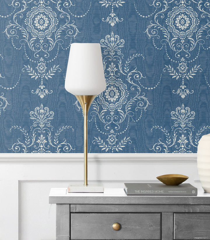 Colette Cameo French Blue FC60312 by Seabrook Designs Designer Wallpaper