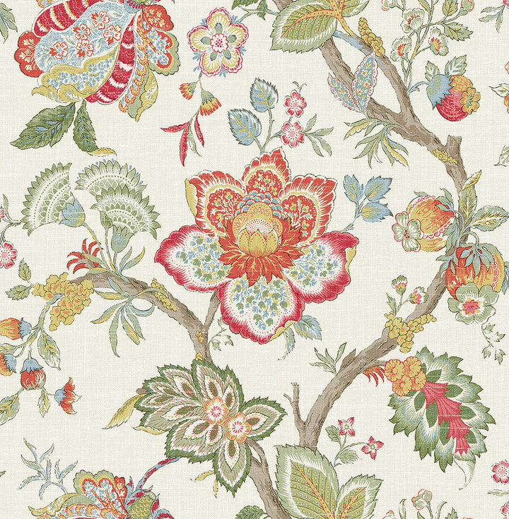 Bernadette Jacobean Pomme & Antique Ruby FC60404 by Seabrook Designs Designer Wallpaper
