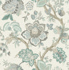 Seabrook Designs Wallpaper Bernadette Jacobean Summer Sky & French Blue FC60408