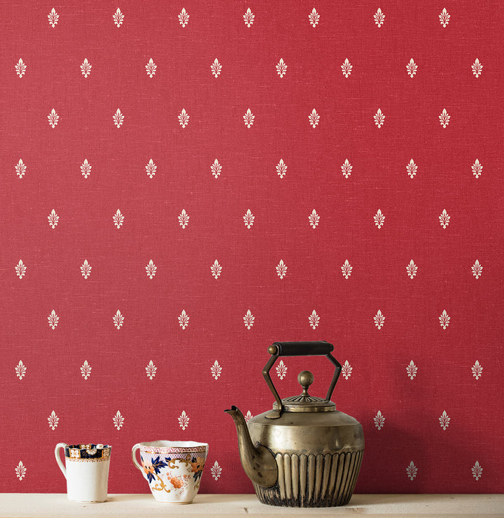 Petite Feuille Sprig Antique Ruby FC60601 by Seabrook Designs Designer Wallpaper