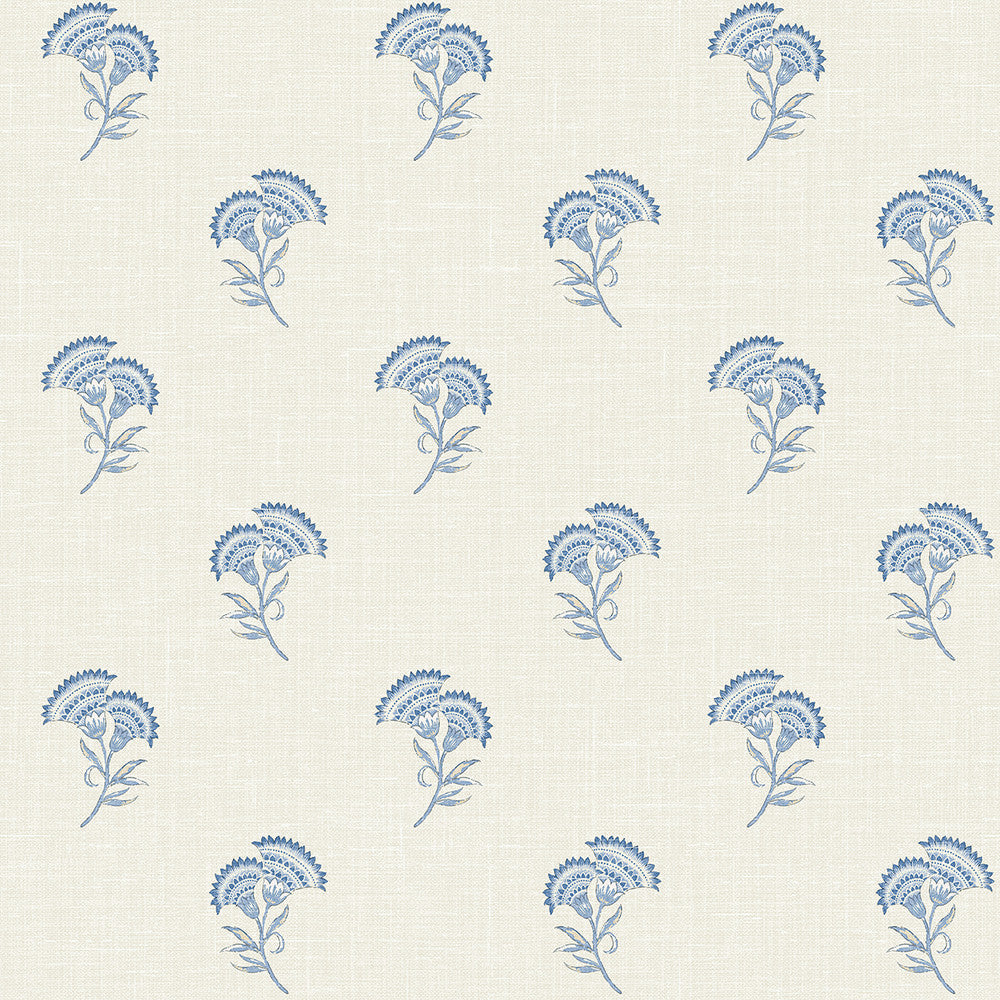 Lotus Branch Floral French Blue FC60802 by Seabrook Designs Designer Wallpaper