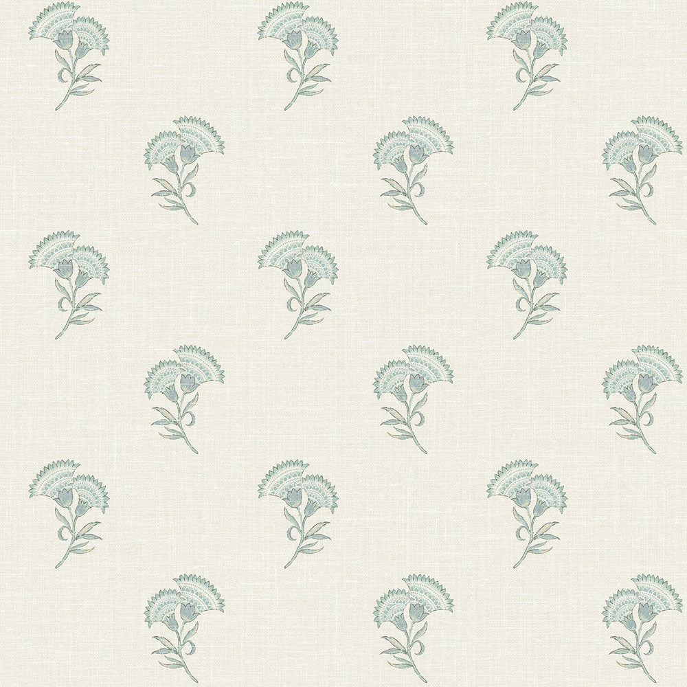 Lotus Branch Floral Minty Meadow & French Grey FC60808 by Seabrook Designs Designer Wallpaper