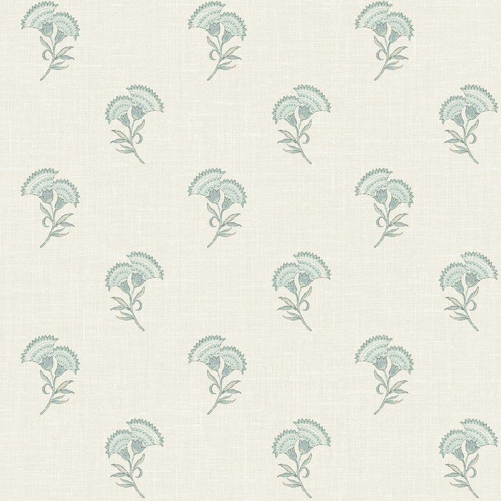 Lotus Branch Floral Minty Meadow & French Grey FC60808 by Seabrook Designs Designer Wallpaper