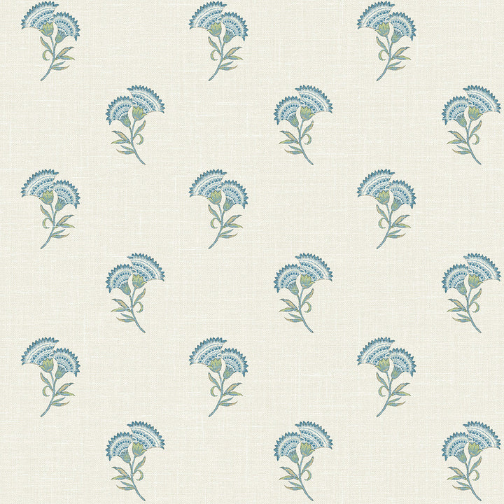Lotus Branch Floral Blue Bell & Herb FC60812 by Seabrook Designs Designer Wallpaper