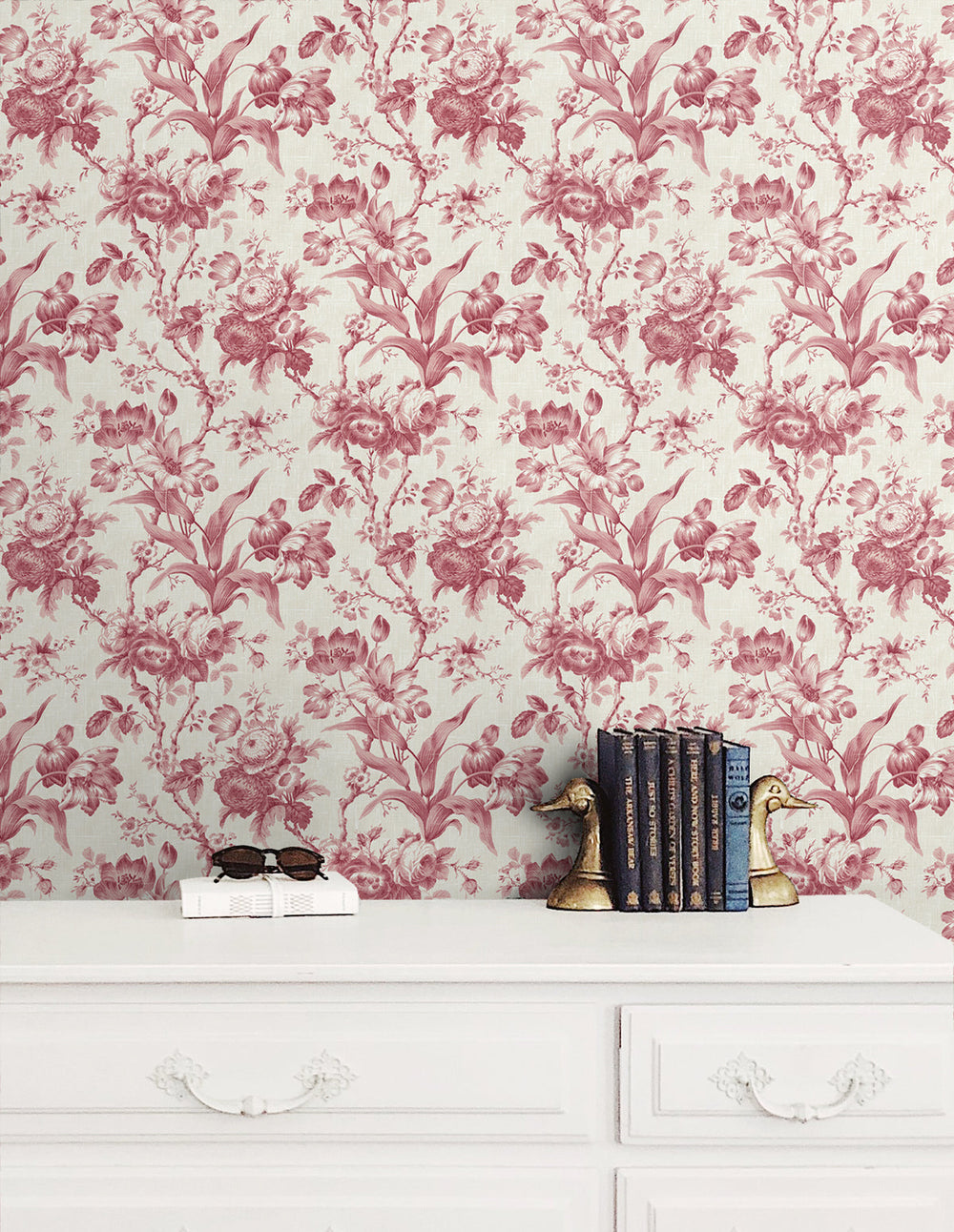 En Rose Cranberry FC61201 by Seabrook Designs Designer Wallpaper