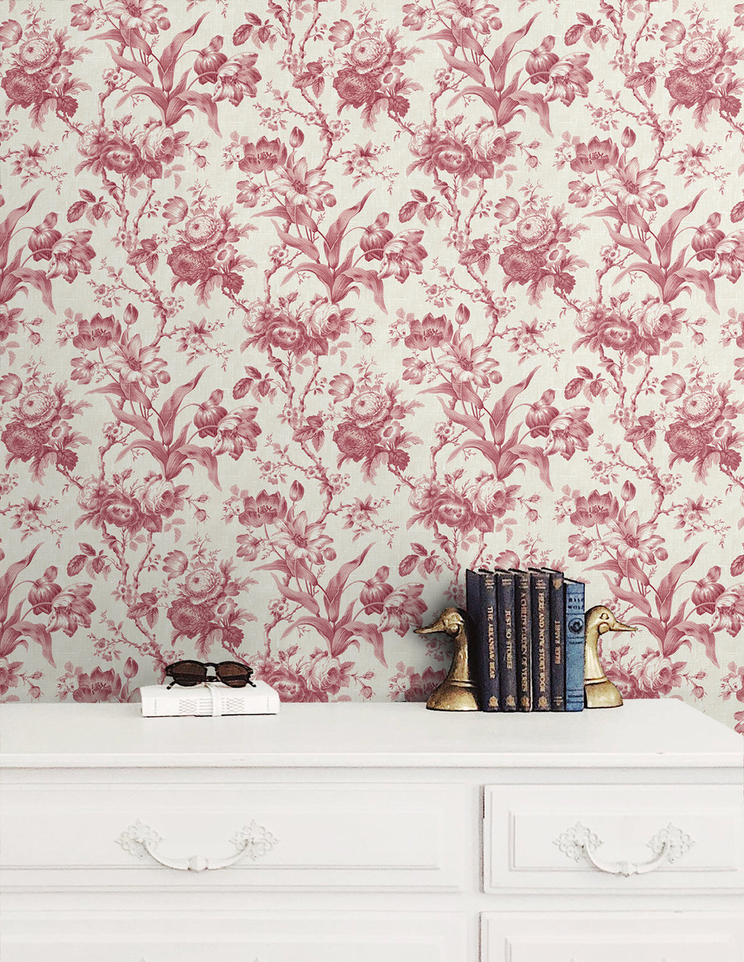 En Rose Cranberry FC61201 by Seabrook Designs Designer Wallpaper