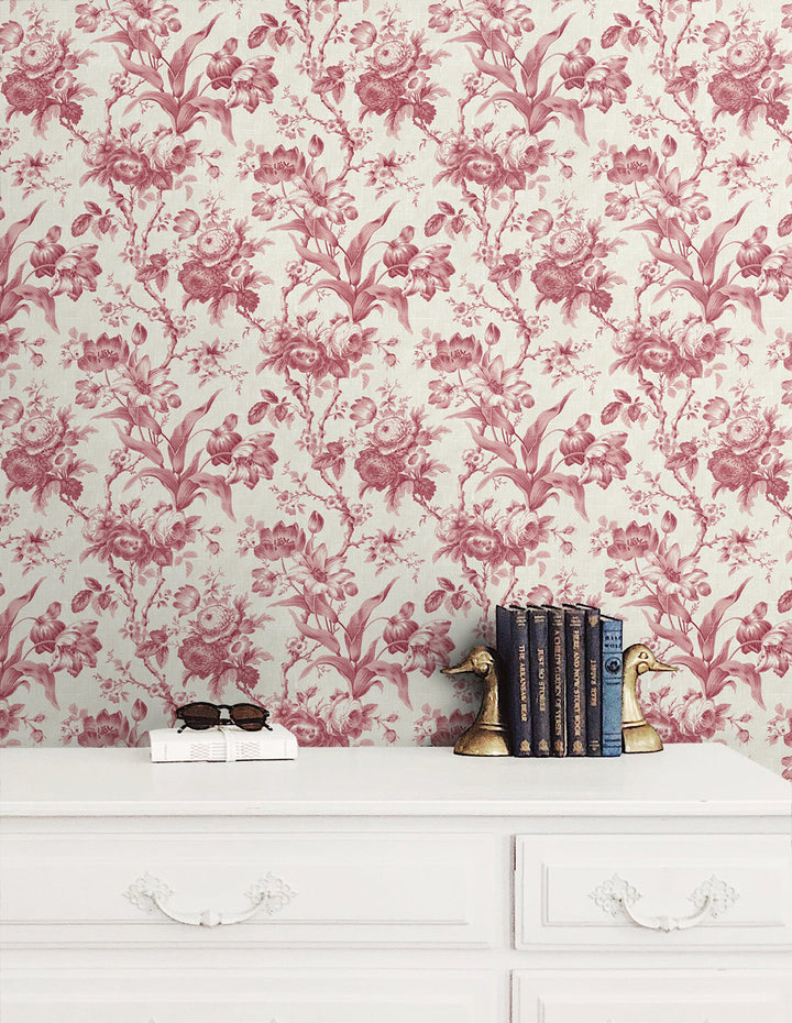 En Rose Cranberry FC61201 by Seabrook Designs Designer Wallpaper