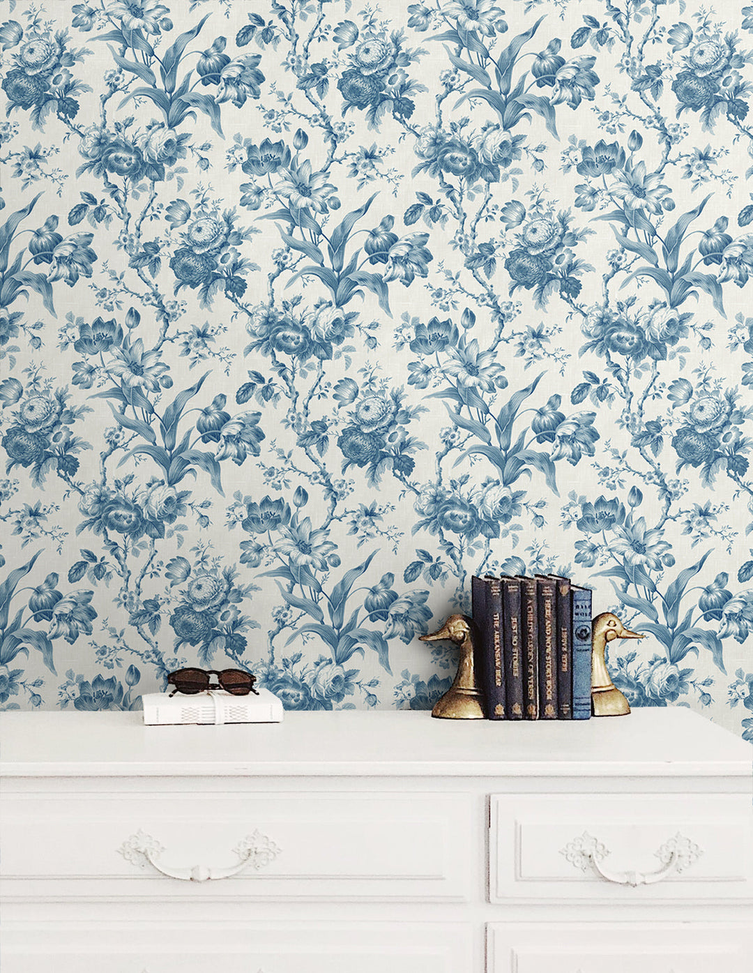 En Rose Blue Bell FC61202 by Seabrook Designs Designer Wallpaper