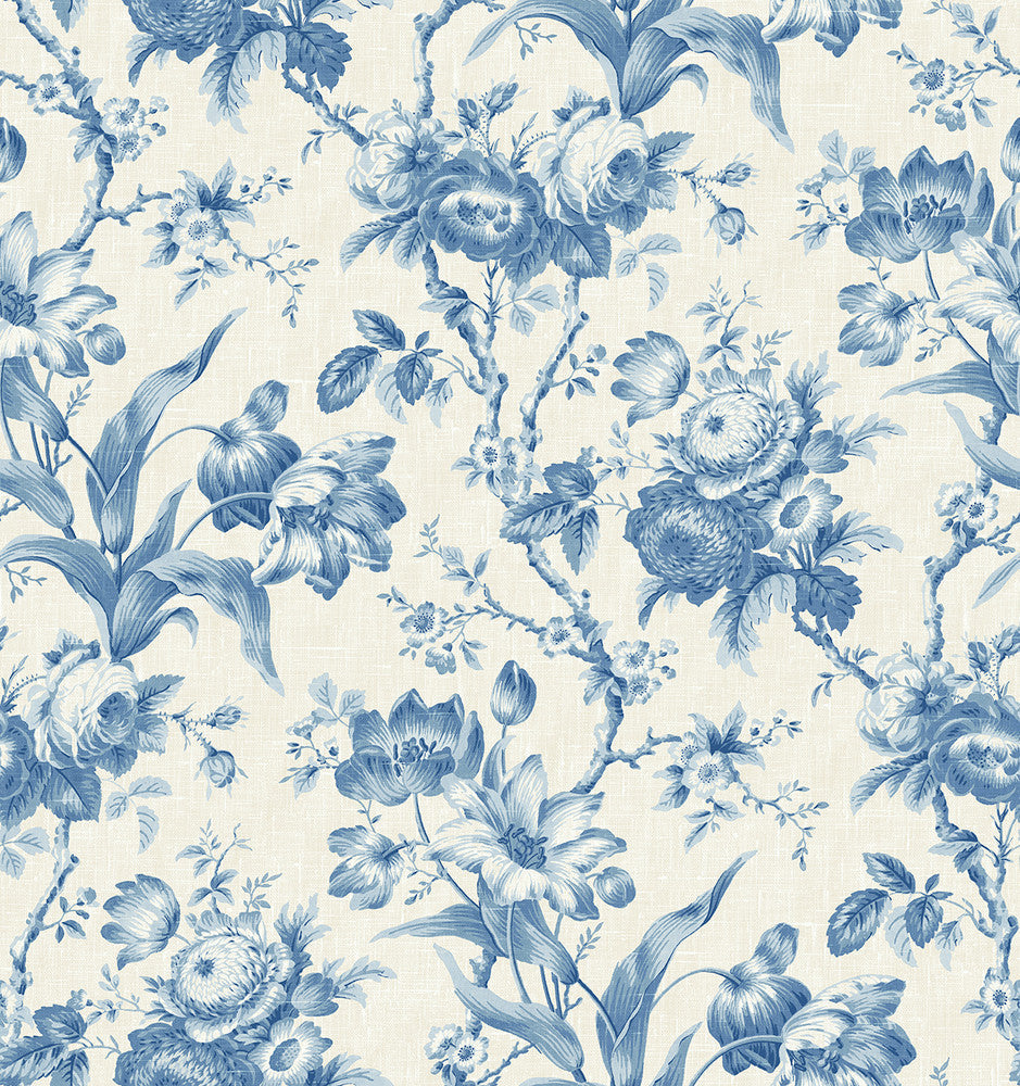En Rose Blue Bell FC61202 by Seabrook Designs Designer Wallpaper