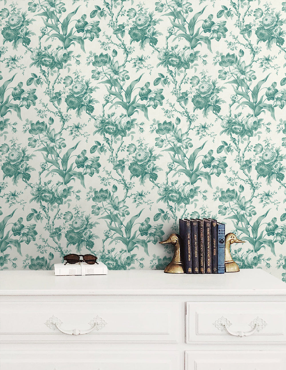 En Rose Minty Meadow FC61214 by Seabrook Designs Designer Wallpaper