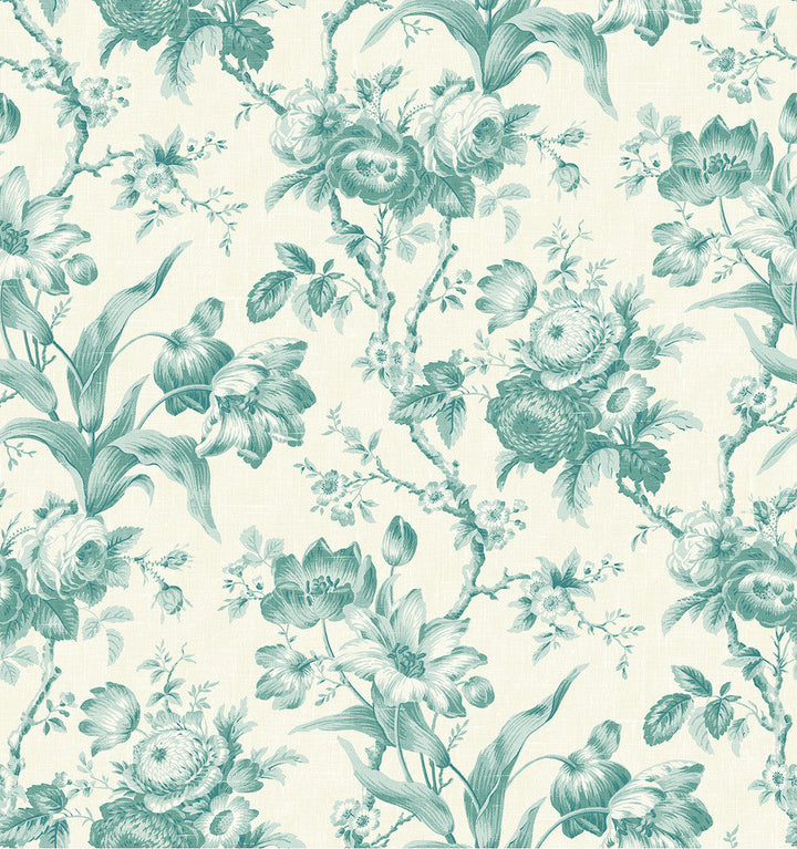 En Rose Minty Meadow FC61214 by Seabrook Designs Designer Wallpaper
