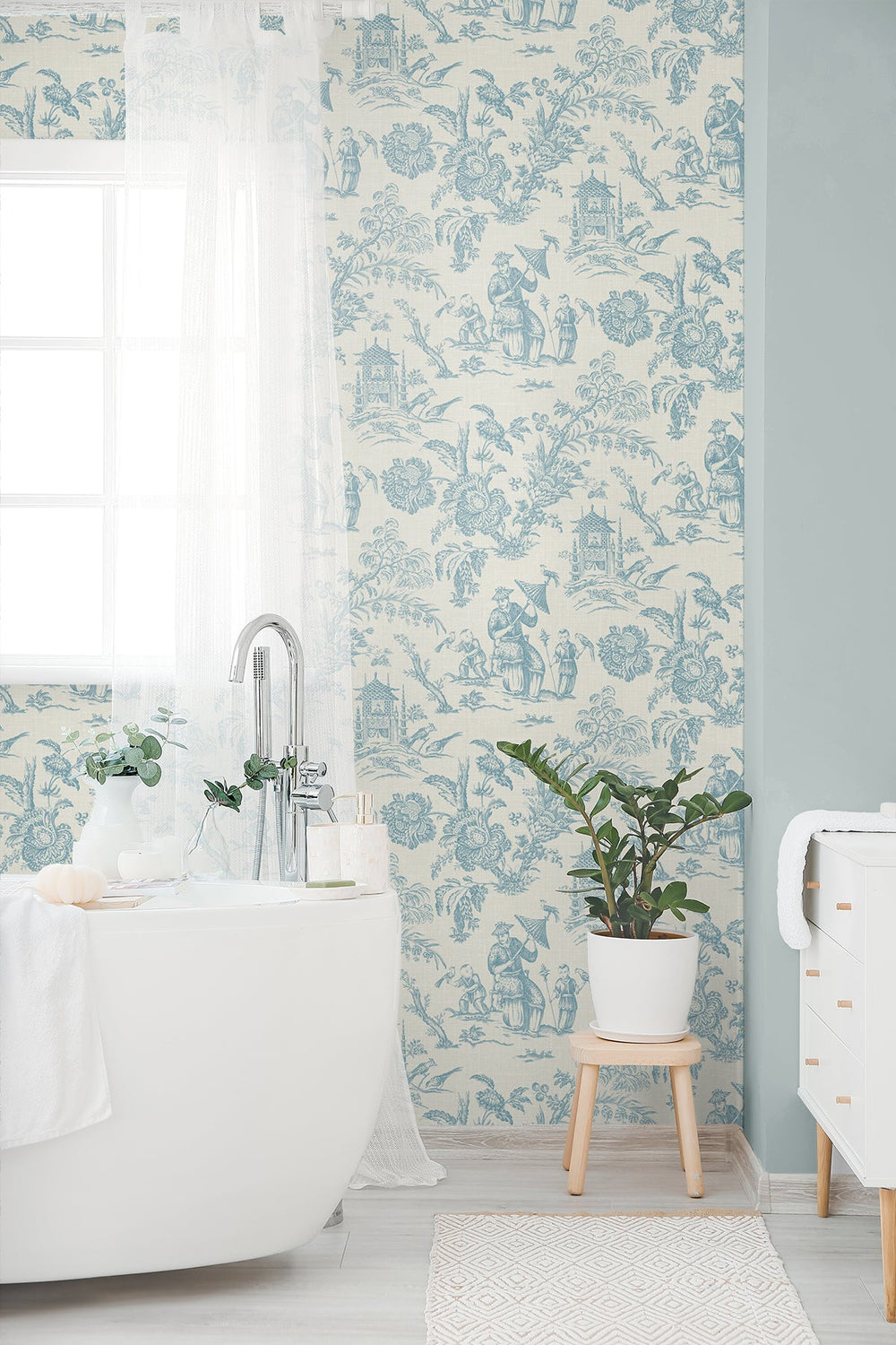 Colette Chinoiserie Bleu Bisque FC61802 by Seabrook Designs Designer Wallpaper