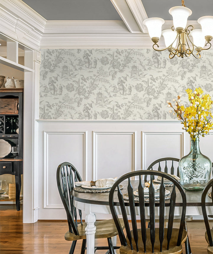 Colette Chinoiserie French Grey FC61808 by Seabrook Designs Designer Wallpaper
